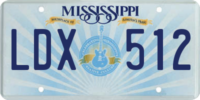 MS license plate LDX512