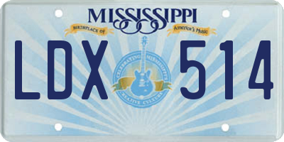 MS license plate LDX514