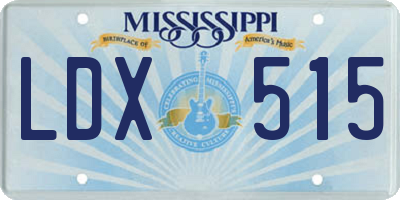 MS license plate LDX515