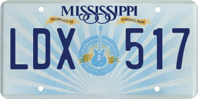 MS license plate LDX517