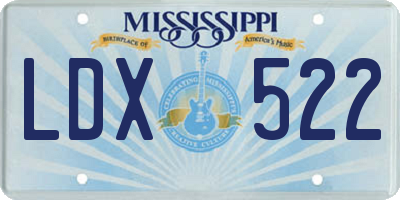 MS license plate LDX522