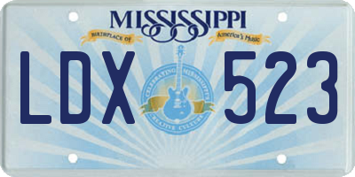 MS license plate LDX523