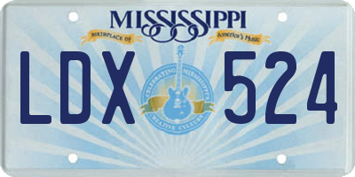 MS license plate LDX524