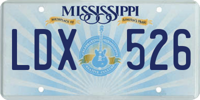 MS license plate LDX526