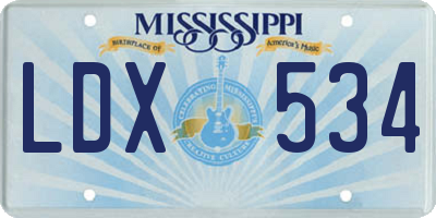 MS license plate LDX534