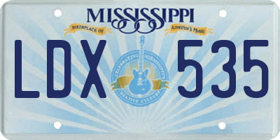 MS license plate LDX535