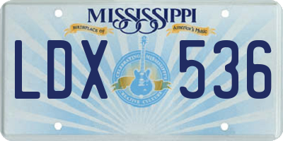 MS license plate LDX536