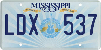 MS license plate LDX537