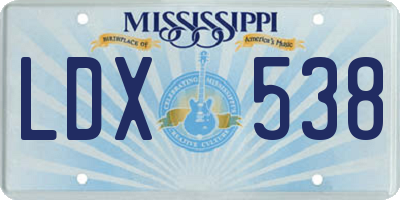 MS license plate LDX538