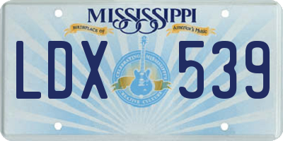 MS license plate LDX539