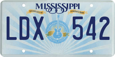 MS license plate LDX542