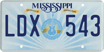 MS license plate LDX543