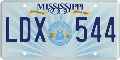 MS license plate LDX544
