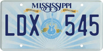 MS license plate LDX545
