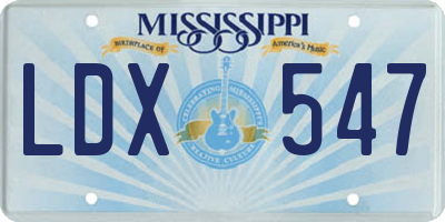 MS license plate LDX547