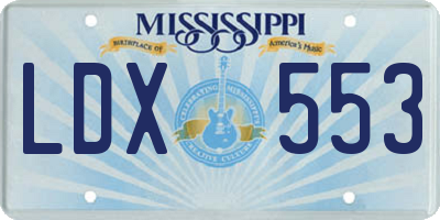 MS license plate LDX553
