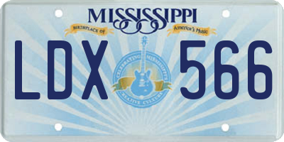 MS license plate LDX566