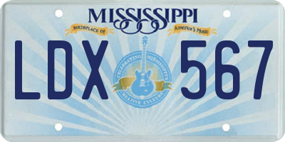 MS license plate LDX567