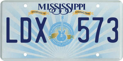 MS license plate LDX573