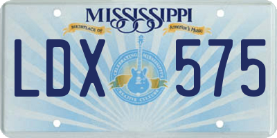 MS license plate LDX575