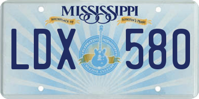 MS license plate LDX580