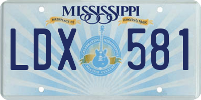 MS license plate LDX581