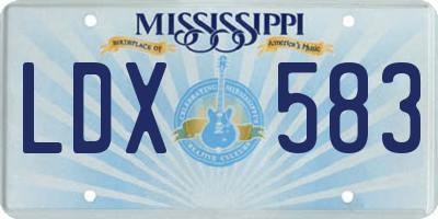 MS license plate LDX583