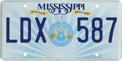 MS license plate LDX587