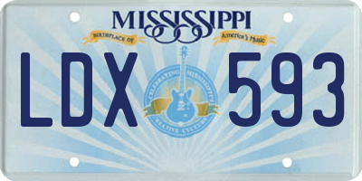 MS license plate LDX593