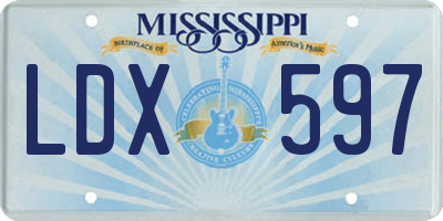 MS license plate LDX597