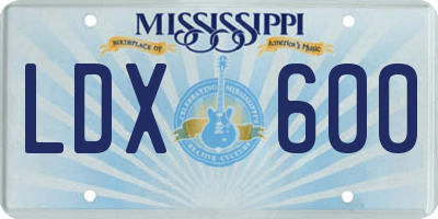 MS license plate LDX600