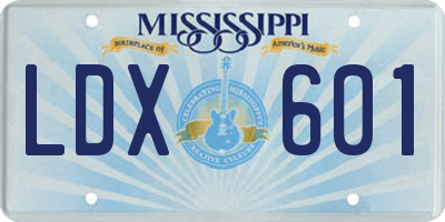 MS license plate LDX601