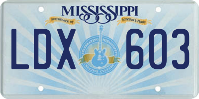 MS license plate LDX603