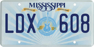 MS license plate LDX608