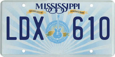 MS license plate LDX610