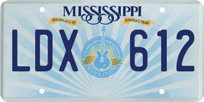MS license plate LDX612