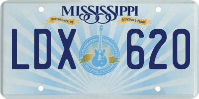MS license plate LDX620