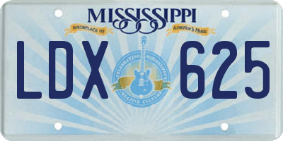 MS license plate LDX625