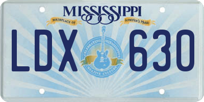MS license plate LDX630