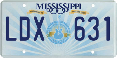 MS license plate LDX631