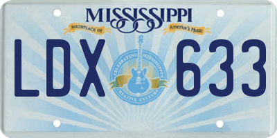 MS license plate LDX633