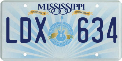 MS license plate LDX634