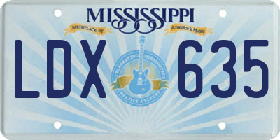 MS license plate LDX635