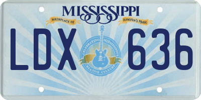 MS license plate LDX636
