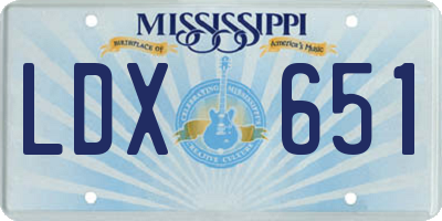 MS license plate LDX651