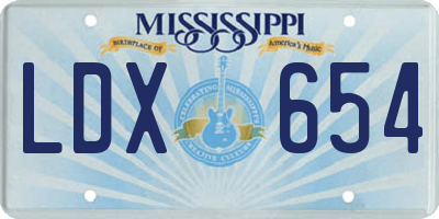 MS license plate LDX654