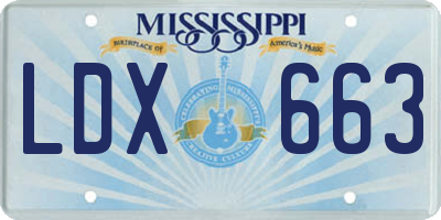 MS license plate LDX663