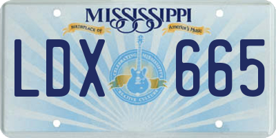 MS license plate LDX665