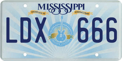 MS license plate LDX666