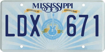 MS license plate LDX671